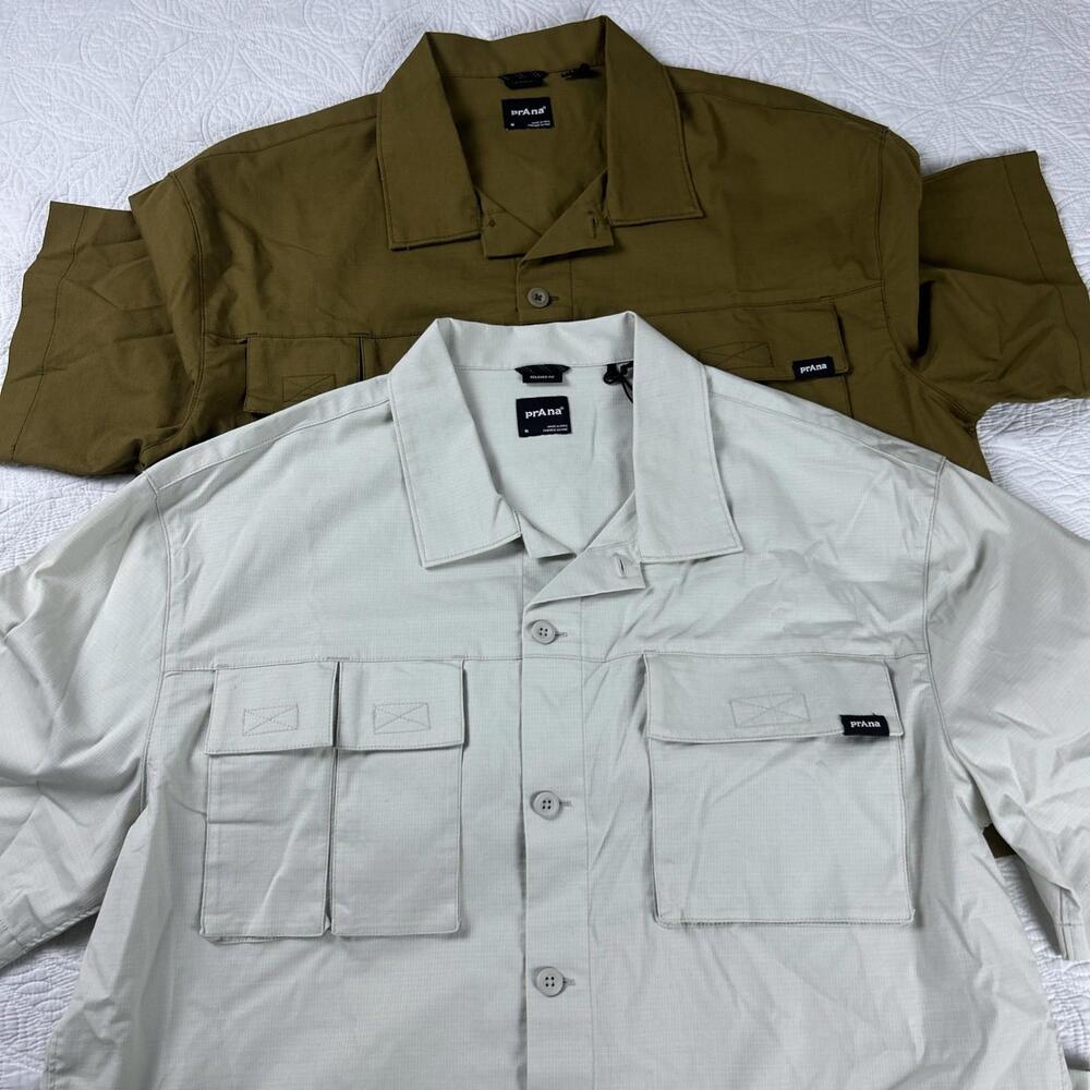 Prana Mens Hiking Shirts Button Up Vented Short Sleeve - Lot Of 2 - Medium